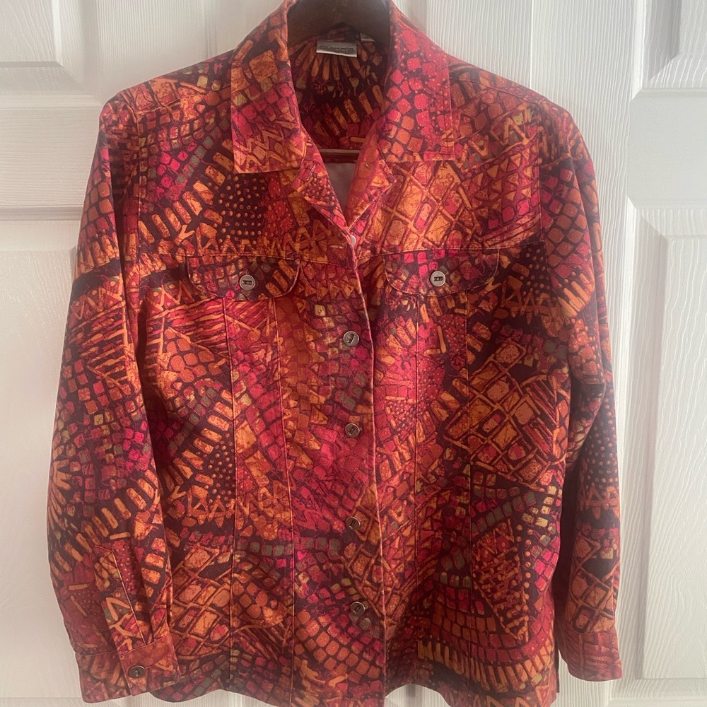 Chico's top M plus size 1 lightweight western  Patterned Jacket - Medium 8
